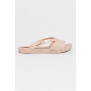 Pantofle Ipanema dámské, růžová barva, na plochém podpatku