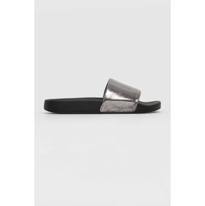 Kožené sandály AllSaints Karli dámské, stříbrná barva