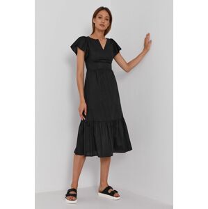 Šaty Sisley černá barva, midi, áčkové