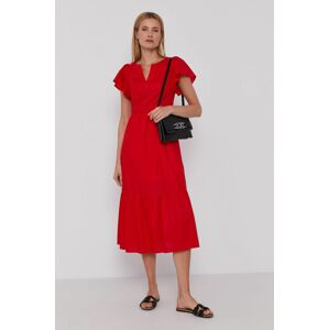 Šaty Sisley červená barva, midi, jednoduché