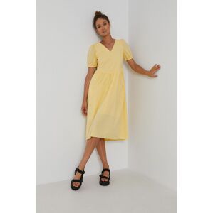 Bavlněné šaty Y.A.S žlutá barva, midi, oversize