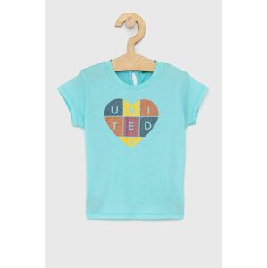 Dětské bavlněné tričko United Colors of Benetton tyrkysová barva