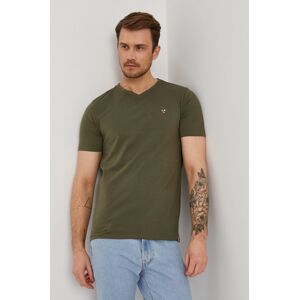 Tričko Aeronautica Militare pánské, zelená barva, hladké