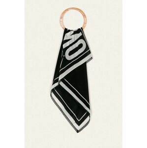 Hedvábný šátek Moschino černá barva, vzorovaný