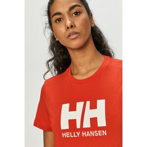 Bavlněné tričko Helly Hansen červená barva