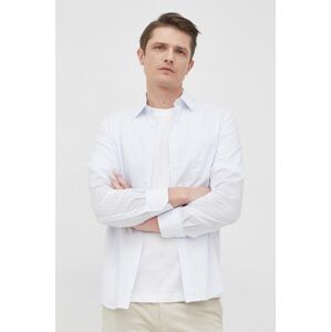 Bavlněné tričko s.Oliver pánská, bílá barva, slim, s klasickým límcem