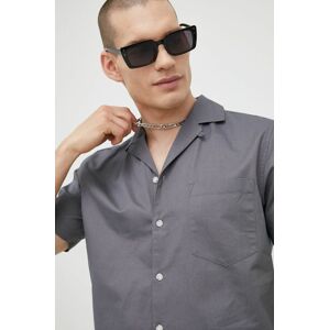 Bavlněné tričko Solid šedá barva, regular
