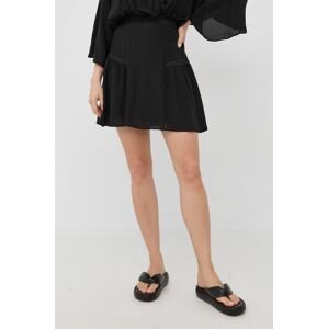 Hedvábná sukně The Kooples černá barva, mini, áčková