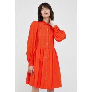 Bavlněné šaty Y.A.S oranžová barva, mini