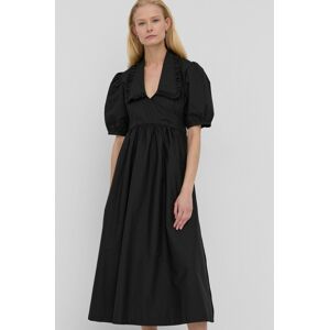 Bavlněné šaty Herskind Noel černá barva, midi, áčkové