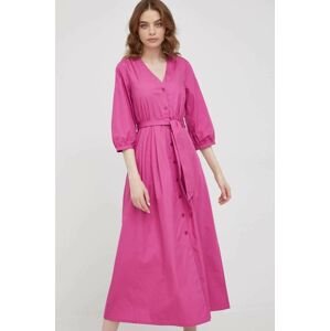 Bavlněné šaty Pennyblack růžová barva, midi