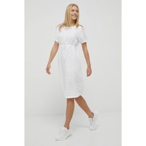 Plátěné šaty Deha bílá barva, mini, jednoduchý