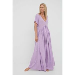 Bavlněné šaty Deha fialová barva, maxi