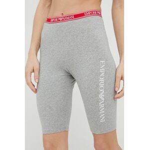 Kraťasy Emporio Armani Underwear dámské, šedá barva, s potiskem, medium waist