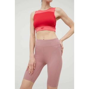 Tréninkové šortky 4F dámské, růžová barva, hladké, high waist