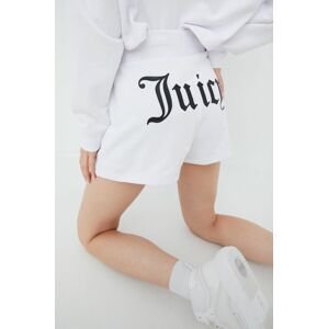 Kraťasy Juicy Couture bílá barva, s potiskem, medium waist