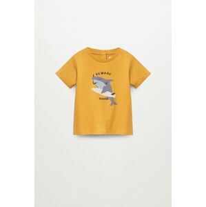 Dětské tričko Mango Kids BEACH žlutá barva, s potiskem