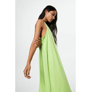 Bavlněné šaty Mango Javier zelená barva, maxi