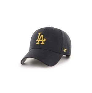 Čepice s vlněnou směsí 47brand MLB Los Angeles Dodgers černá barva, s aplikací