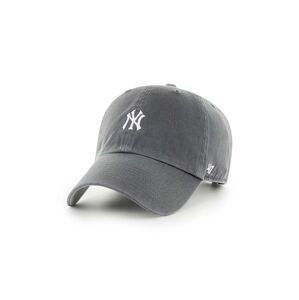 Bavlněná baseballová čepice 47brand MLB New York Yankees šedá barva, s aplikací