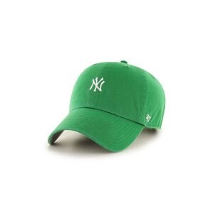 Bavlněná baseballová čepice 47brand MLB New York Yankees zelená barva, s aplikací, B-BSRNR17GWS-KY