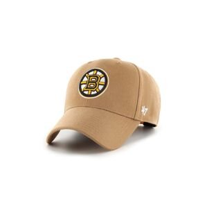 Čepice s vlněnou směsí 47brand NHL Boston Bruins béžová barva, s aplikací