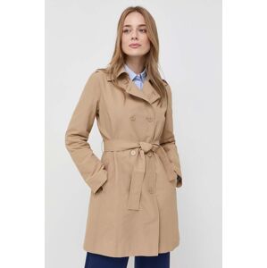 Trench kabát MAX&Co. dámský, béžová barva, přechodný, dvouřadový