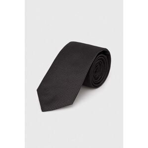 Hedvábná kravata HUGO šedá barva