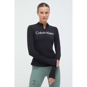 Tréninkové tričko s dlouhým rukávem Calvin Klein Performance černá barva, s pologolfem