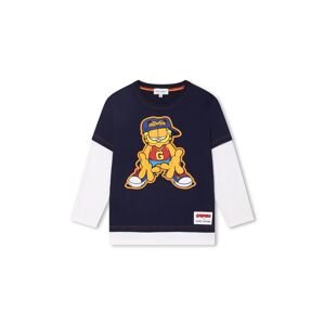 Dětská bavlněná košile s dlouhým rukávem Marc Jacobs x Garfield tmavomodrá barva, s potiskem