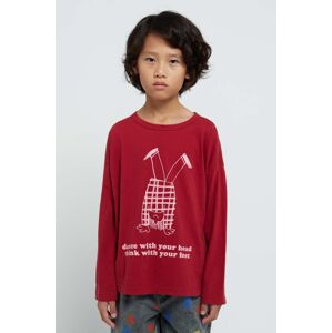 Dětská bavlněná košile s dlouhým rukávem Bobo Choses červená barva, s potiskem