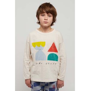 Dětská bavlněná košile s dlouhým rukávem Bobo Choses béžová barva, s potiskem