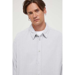 Manšestrová košile American Vintage šedá barva, relaxed, s klasickým límcem
