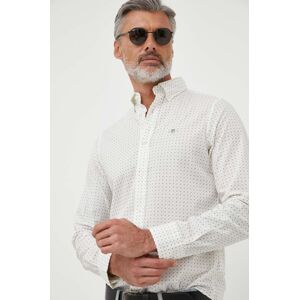 Bavlněná košile Gant béžová barva, slim, s límečkem button-down