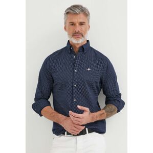 Bavlněná košile Gant tmavomodrá barva, slim, s límečkem button-down