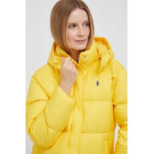 Péřová bunda Polo Ralph Lauren dámská, žlutá barva, zimní