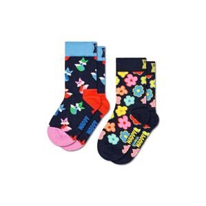 Dětské ponožky Happy Socks Fox & Flower 2-pack tmavomodrá barva