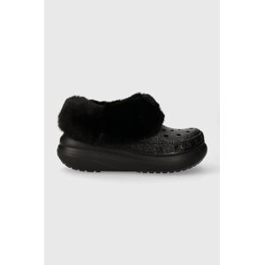 Pantofle Crocs Furever Crush Crystal Glitter černá barva, 208974