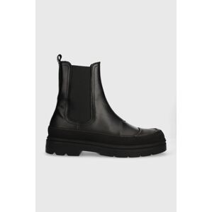Kožené kotníkové boty Calvin Klein CHELSEA pánské, černá barva, HM0HM01215