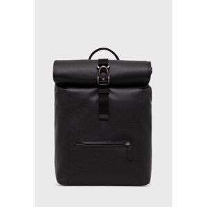 Kožený batoh Coach pánský, černá barva, velký, hladký