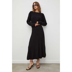 Vlněná sukně BA&SH černá barva, midi, áčková
