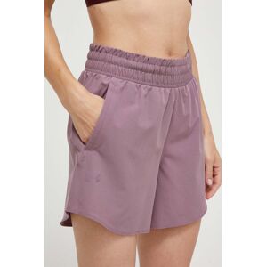 Tréninkové šortky Under Armour Flex fialová barva, hladké, high waist