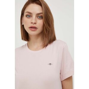Bavlněné tričko Gant růžová barva