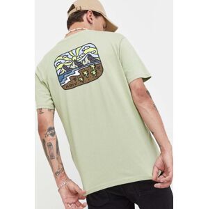 Bavlněné tričko Billabong zelená barva, s potiskem