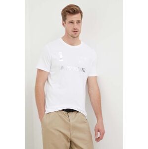 Bavlněné tričko La Martina bílá barva, s potiskem