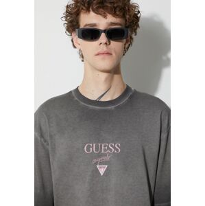 Bavlněné tričko Guess Originals šedá barva, s potiskem