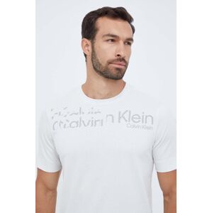 Tréninkové tričko Calvin Klein Performance béžová barva, s potiskem