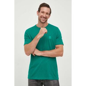 Bavlněné tričko BOSS BOSS CASUAL zelená barva, s aplikací