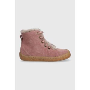 Dětské semišové zimní boty Froddo růžová barva
