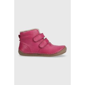 Dětské kožené zimní boty Froddo růžová barva